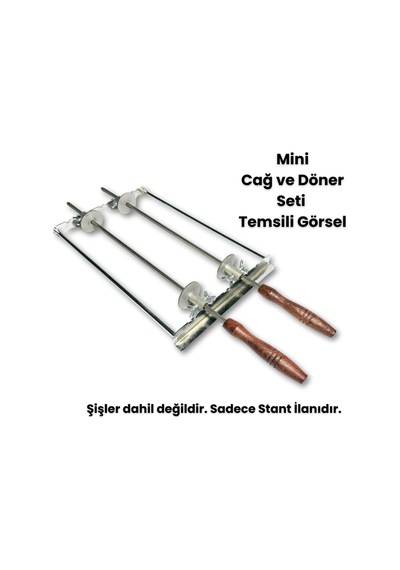 Barbekü Mangal Mini Cağ Ve Döner Şiş Standı Krom Kaplı