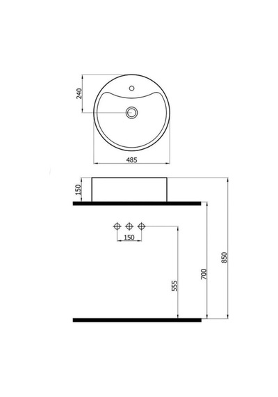 Newarc 5017b Batarya Delikli Siyah Lavabo