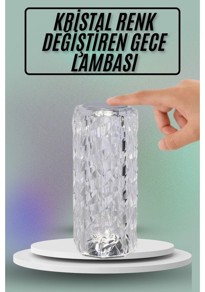 Masa Ve Gece Lambası Şık Ve Dayanıklı Sensörlü Şarjlı Kristal Lamba Antrasit Melanj 87674041
