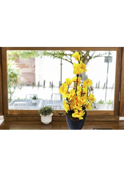 Saksıda Bahardalı 4lü Set Dekoratif Rengarenk Yapay Çiçek