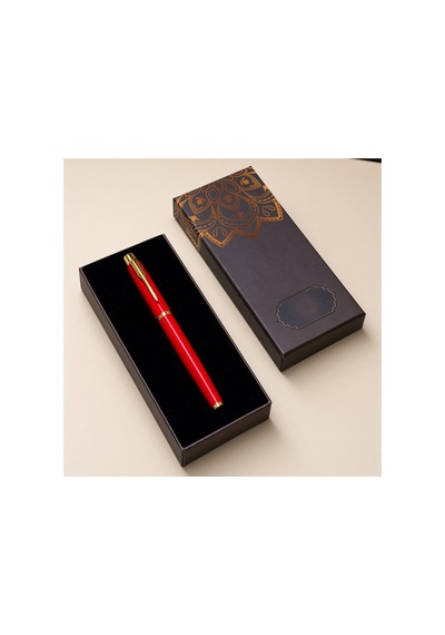 3 Adet Toptan Metal Roller Kırmızı Kalem Metal Gövde Kutulu Hediyelik Mandala Baskılı, Kişiye Özelleştirilebilir, Roller Pen Red 1