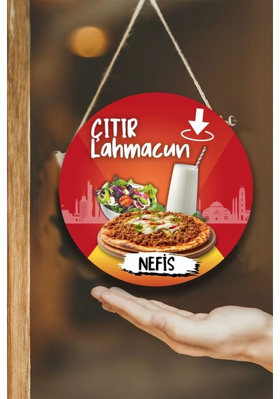 Lahmacun Salonu Için Duvar, Kapı, Çift Taraflı Askılı Pano Karşılama Tabelası, Restoran Süs Dekor