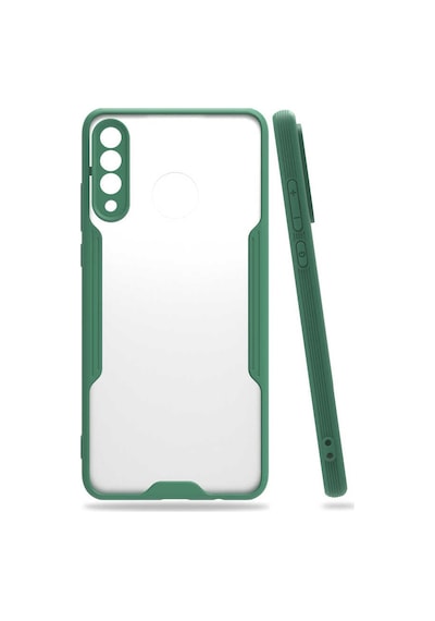 Huawei P30 Lite Kılıf Parfe Kenarları Pastel Renk Silikon Kılıf Koyu Yeşil