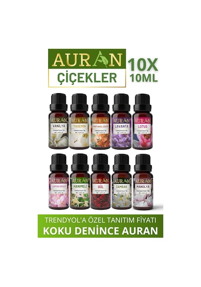 Auran Çiçekler Saf Esansiyel Uçucu Yağı 10 x 10 ML