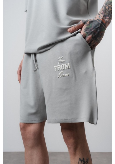 Respire Erkek Far From Basic Baskılı Regular Fit T-shirt Şort Takım Gri