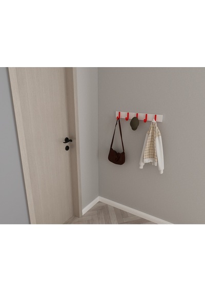 Hepsi3boyutlu Modern Duvar & Kapı Baston Askılık - 5 Adet Kırmızı J Askılık - Model No : 6 Kırmızı