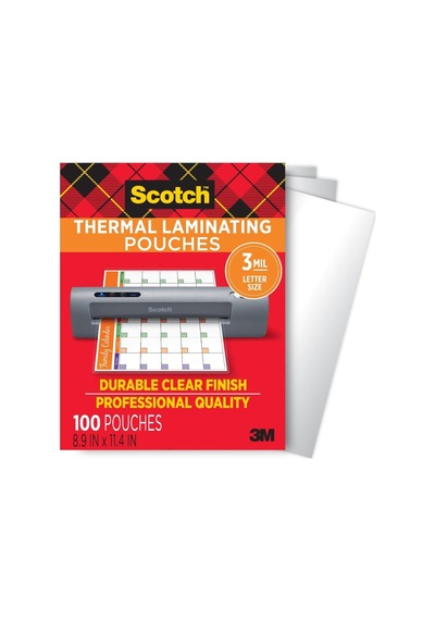 Scotch Thermal Laminator Pouches 3 Mil 100/pkg-8.9"x11.4" Letter Genel