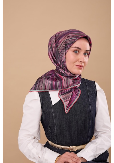 Silk Home Twill İpek Eşarp 11484-37 Çağla, Pembe, Mor, Narçiçeği
