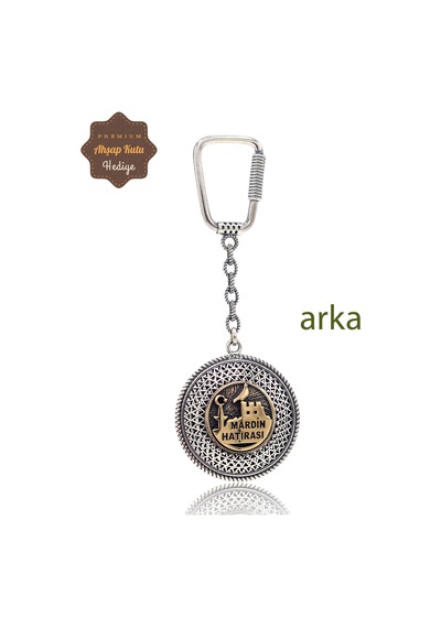 Yakut Taşlı Ayyıldız Ve Mardin Hatırası Çift Taraflı Oksitli Gümüş Telkari Anahtarlık 201025171 Gümüş