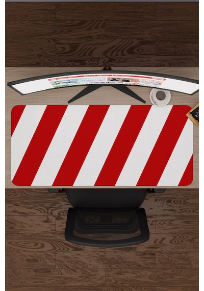 Kırmızı Beyaz 90x40 Xxl Taraftar Gaming Oyuncu Mouse Pad Kaymaz Taban Büyük Fare Altlığı Şerit