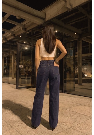 Kadın Koyu Mavi Önü Full Taşlı Likralı Yüksek Bel Wide Leg Geniş Paça Jean Kot Pantolon Kadın Koyu Mavi Önü Full Taşlı Likralı Yüksek Bel Wide Leg Geniş Paça Jean Kot Pantolon