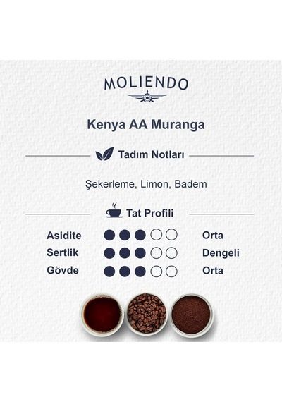 Kenya Aa Muranga Yöresel Kahve Çekirdek 250 G Aeropress