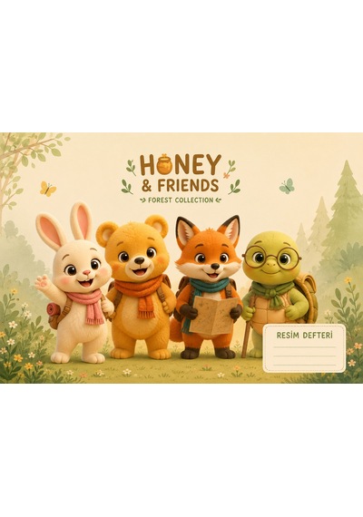 Honey & Friends Sevimli Orman Karakterleri Temalı Çocuk Resim Defteri 21 X 29 Cm Tekil Ürün