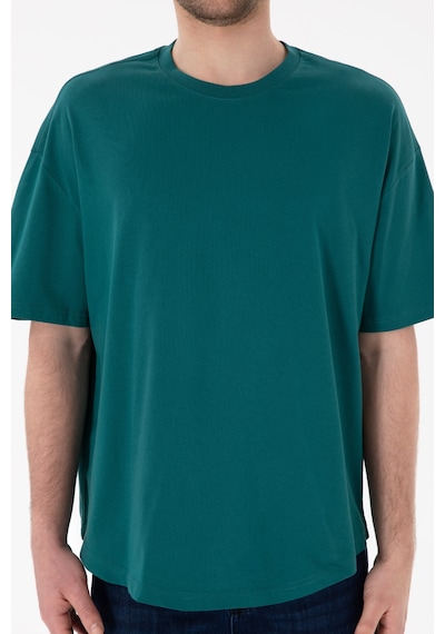 U.S. Polo Assn. Erkek Long Fit Bisiklet Yaka Koyu Yeşil Basic Tişört 50305988-VR101