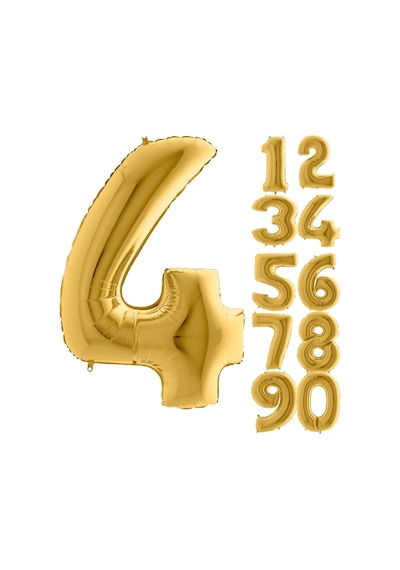 4 Yaş Rakam Folyo Balon Gold 100 CM .Doğum Günü. Yaşgünü. Parti.