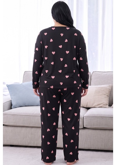 Siyah İnci Desenli Termal Kumaşlı Ultra Soft Yumuşak Büyük Beden Battal Boy Örme Pijama Takımı 26226728 Siyah Siyah İnci Desenli Termal Kumaşlı Ultra Soft Yumuşak Büyük Beden Battal Boy Örme Pijama Takımı 26226728 Siyah