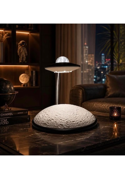 3dlab Ay Yüzeyli Ufo Gece Lambası - Uzay Temalı Dekoratif Usb'li Masa Lambası Beyaz