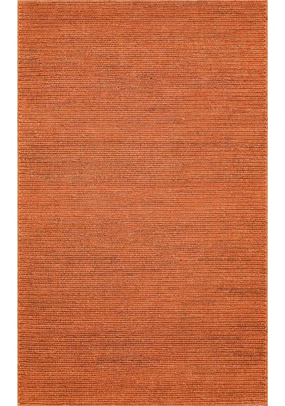 Fine Choti Rust Terra Flatweave El Dokuma Naturel Jüt Hasır Halı