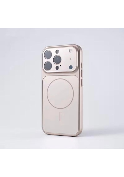 Apple Uyumlu iPhone 14 Pro Max Magsafe Kılıf 17 Pro Max Kamera Görünümlü Lens Korumalı Kapak Altın