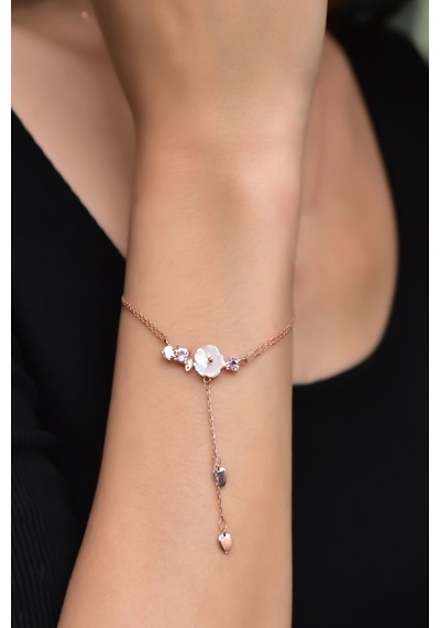 Papatya Silver 925 Ayar Gümüş Rose Kaplama Kardelen Çiçeği Bileklik