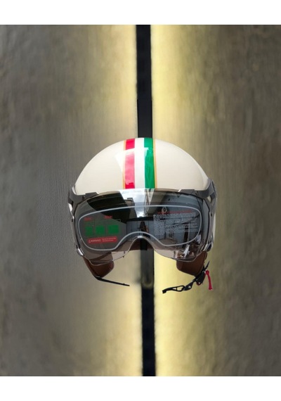 Aegıs Motosiklet Kaskı - Retro Açık Kask İtalyan Krem