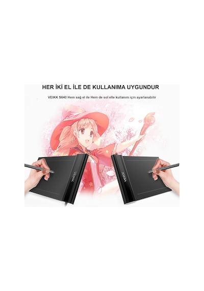 Veikk S640 6 x 4" 8192 Levels 5080 LPI Grafik Tablet + Kalem