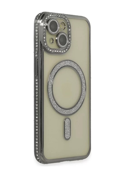 Newface Apple İphone 14 Kılıf Joke Simli Magneticsafe Kılıf - Gri