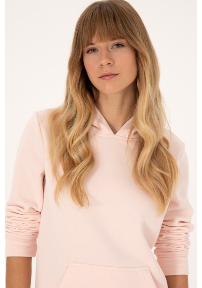 U.S. Polo Assn. Kadın Açık Pembe Kapüşonlu Sweatshirt 50320557-VR078
