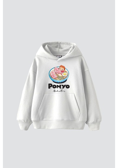 Startmore Ponyo Baskılı Oversize Unisex Beyaz Beyaz