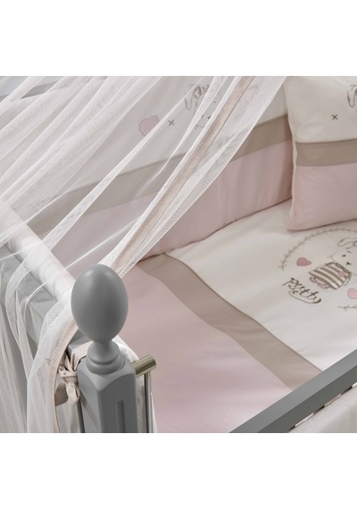 Meltem Kids Kral Sallanır Ahşap Anne Yanı Beşik 60 x 120 CM Gri - Pretty Pembe