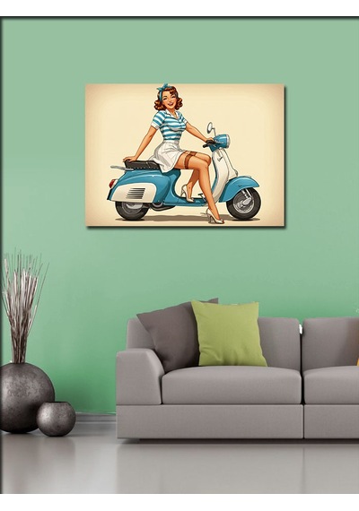 Kanvas Tablo Scooter Kızı Yolculukta
