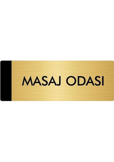 Metal Yönlendirme Levhası, Departman Kapı Isimliği Masaj Odası 7x20 Cm Altın Renk