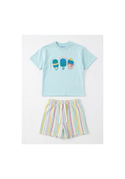 Poala Kids Müslin Şortlu Takım Turkuaz