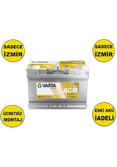 Varta Akü 12 V 95ah Amper Agm G14-a5 Start Stop Akü-yerinde Montaj