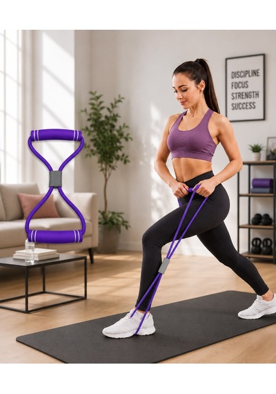 Pilates Direnç Lastiği Yoga Squat Egzersiz Aleti El Kol Kas Güçlendirme Aparatı Mor
