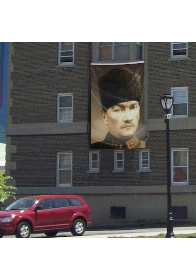 Kalpaklı Gazi Mustafa Kemal Atatürk Poster Cephe Bayrağı -300x450cm - 3x4,5 Metre 1