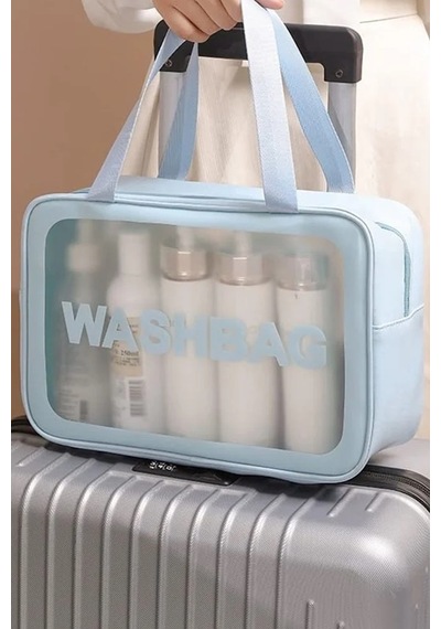 Caş Dekorasyon Mavi Renk Washbag Su Geçirmez Büyük Boy Makyaj Çantası