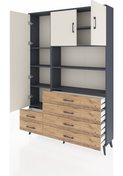 Arges Dolap 8 Raflı 6 Çekmeceli 3 Kapaklı 132x30x195 Antrasit-aytaşı/çam Aytası/atlas Çam Arges Dolap 8 Raflı 6 Çekmeceli 3 Kapaklı 132x30x195 Antrasit-aytaşı/çam Aytası/atlas Çam