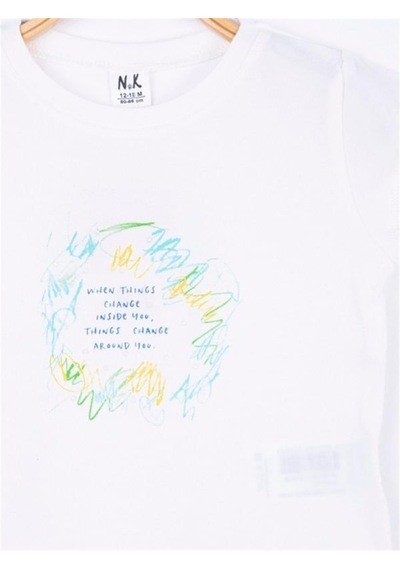 Nk Kids Kız Bebek Time Yazılı Pamuklu Tshirt-11896 Ekru