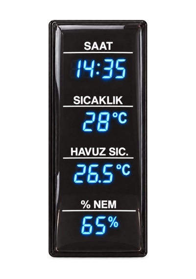 Sanec Nemli Ortam Dijital Saat, Saat, Sıcaklık Ve Nem - Mavi, Beyaz Ve Kırmızı Işık Kasa Ölçüsü: 30x60cm