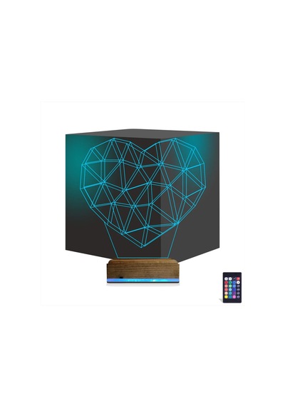 Luvivia Kalp Sevgiliye Hediye Polygonal 3d Lamba - Masa Gece Lambası Şeffaf