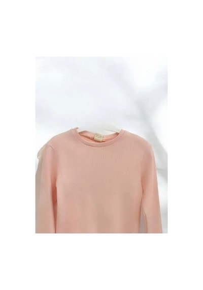 Kız Çocuk Pamuklu Kaşkorse Crop Bluz-14352 Somon
