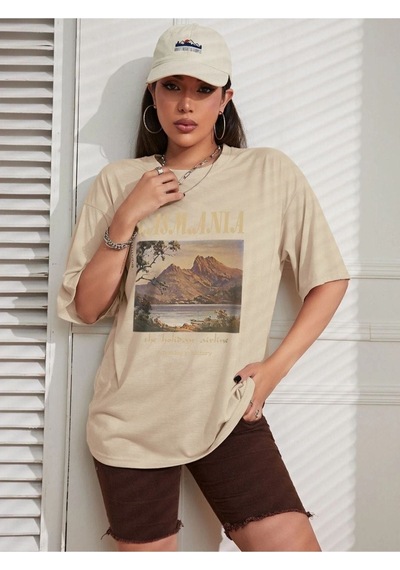 Unisex Casmania Baskılı Oversize T-shirt 001