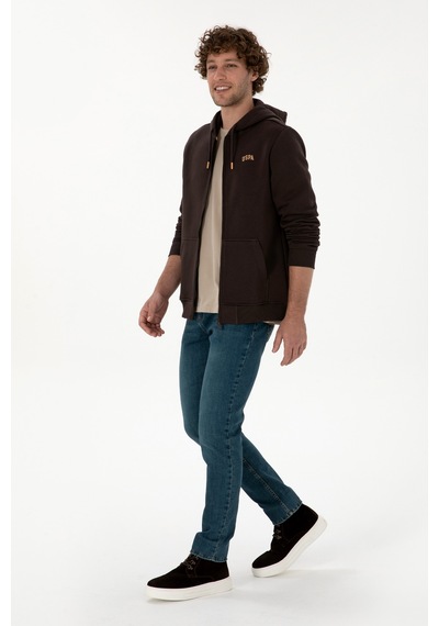 U.S. Polo Assn. Erkek Regular Fit Koyu Kahverengi Şardonlu Örme Hırka 50313755-VR084
