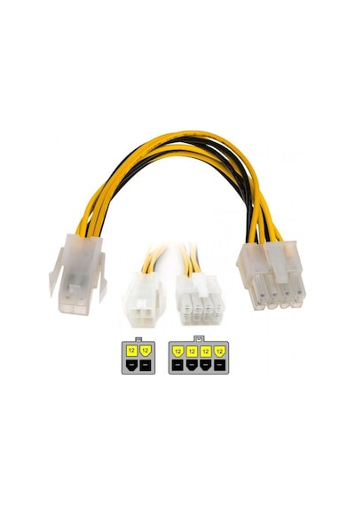 Atx 12v 4 Pin Cpu Güç Kablosu To 8 Pin Power Kablo 30 Cm - Kp-101