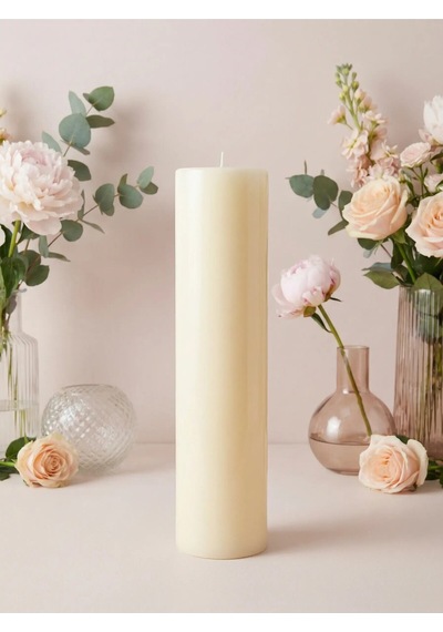 Dev Mum 10 Çap X 40 Cm Silindir Parafin Mum Uzun Süre Yanan Vanilya Kokulu Aromaterapi Mum Beyaz