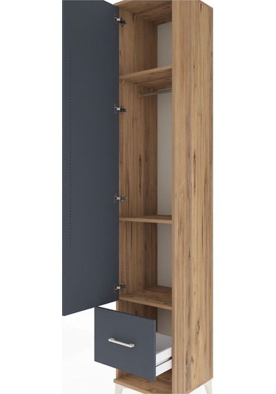 Hyperion Dolap 3 Raflı Tek Çekmeceli Tek Askılı 44x44x243 Çam-antrasit Atlas Çam Hyperion Dolap 3 Raflı Tek Çekmeceli Tek Askılı 44x44x243 Çam-antrasit Atlas Çam