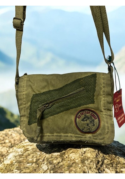 Old Cotton Cargo Vintage Küçük Salaş Unisex Günlük Çapraz Postacı Çantası S Boy 26x20cm Haki