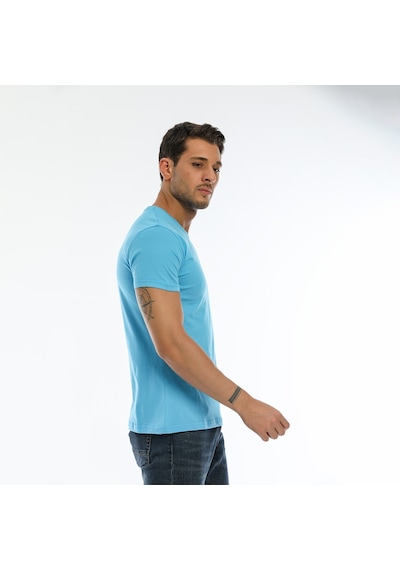 Slazenger SARGON KTN Erkek V Yaka Mavi Tişört