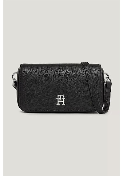 Tommy Hilfiger Kadın Th Emblem Flap Çapraz Çanta Siyah